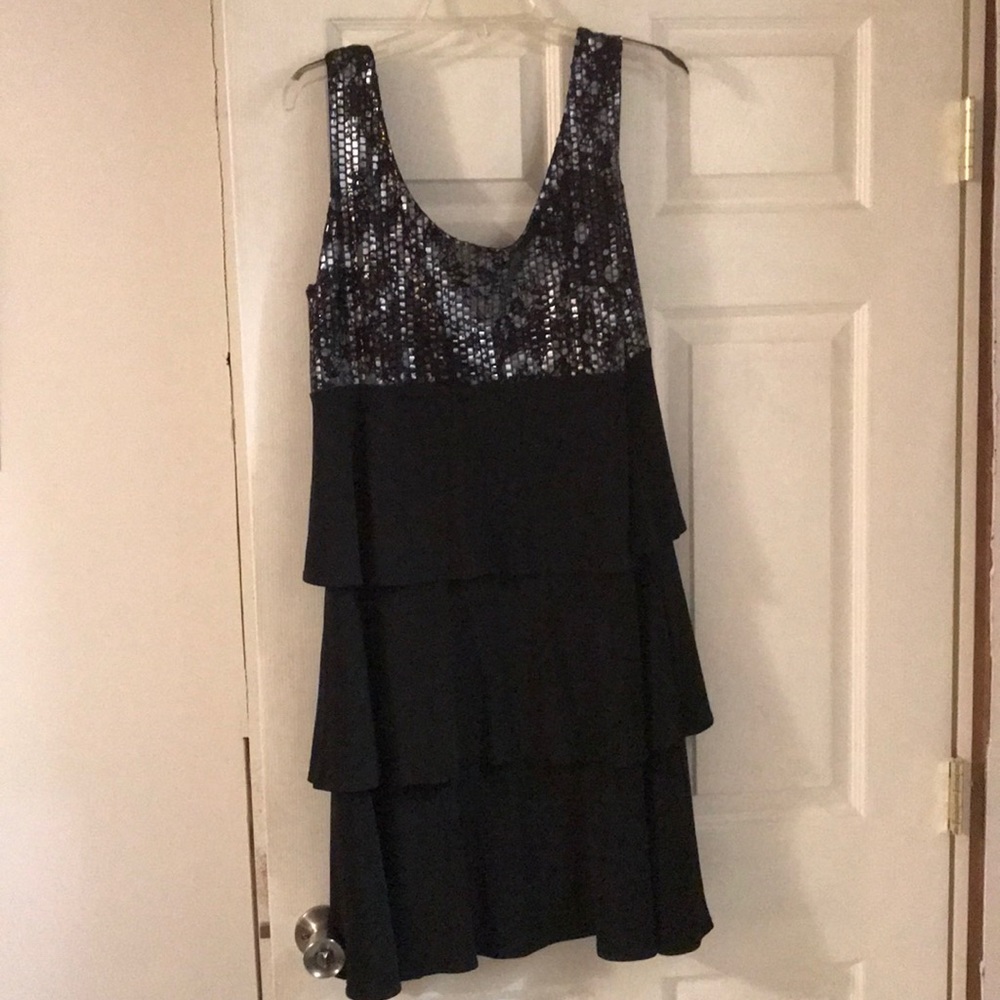 Black and silver tiered party dress.